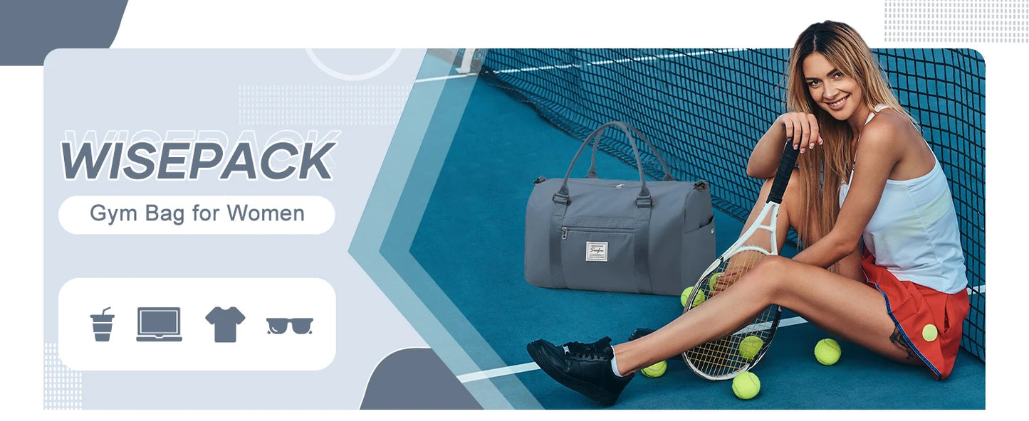 Hand Pockets Lady Weekender Bag Travel Canvas Bag, Weekend Nightlife Bag, Women Men Sports Fitness Bag，Hospital Delivery Bag