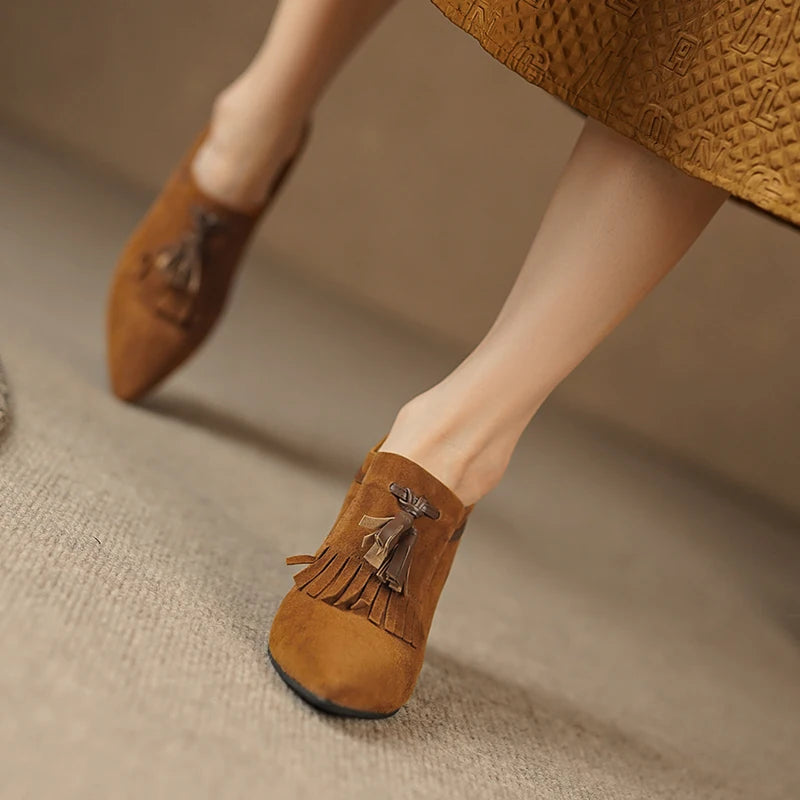 2025 Spring Women Shoes Pointed Toe Chunky Heel Women Pumps Sheep Suede High Heels Belt Buckle Shoes for Women zapatos de mujer