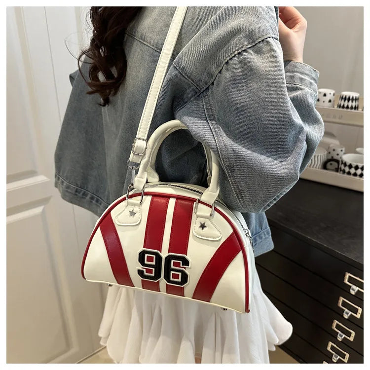 Striped Handbag Women Shoulder Bag, Chic Half Moon Armpit Bag, Stylish Tote Crossbody Bag for Women‘s Daily Work Party Travel