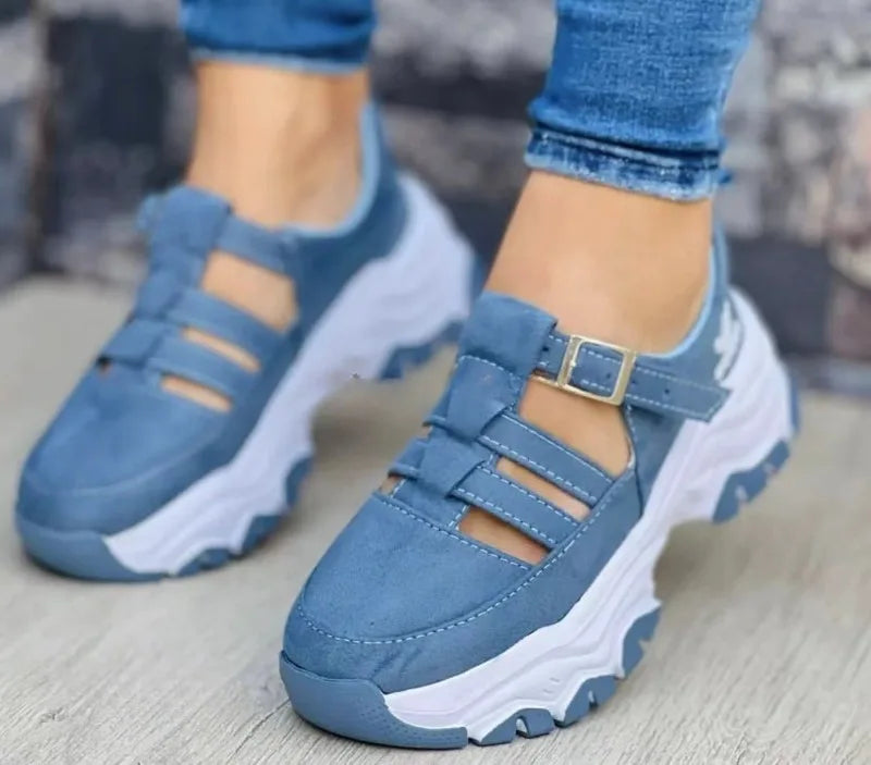 Fashion Sandals for Women Popular Buckle Thick Bottom Design Breathable Open Toed Women's Sandals Flat Casual Sports Shoes 슬리퍼