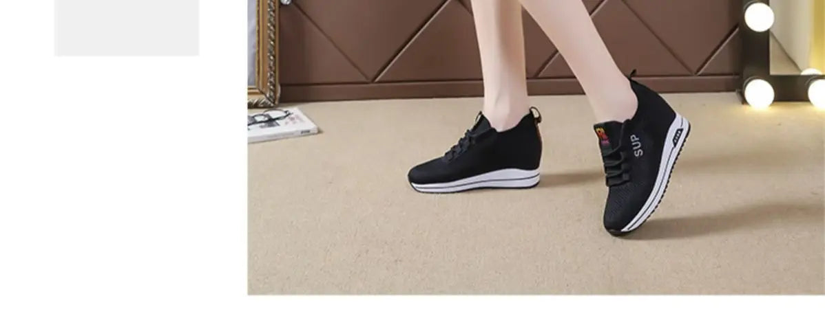 2025 Women's Wedges Shoes Platform Shoe Spring Breathable Casual Shoes Woman Fashion Sneakers Height Increasing Vulcanize Shoes