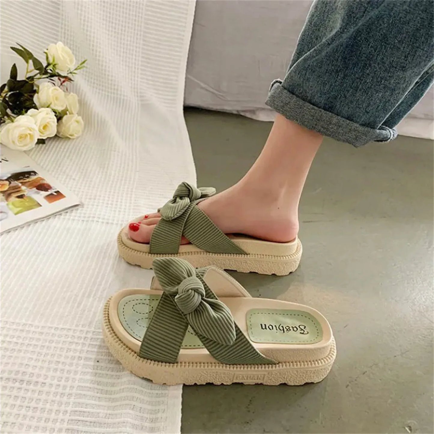 Women Sandalias Mujer Summer Fairy Style New Fashion Student Platform Roman Lady Sands Flat Shoes Cute Slippers