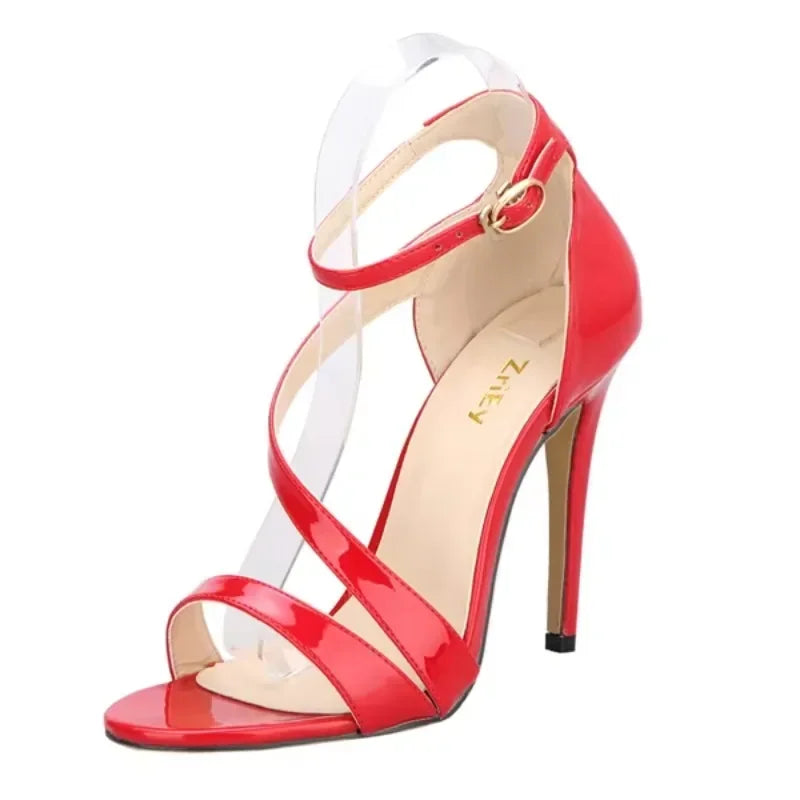 Ladies Dancing Shoes Sexy Women's Sandals Solid Open Toe High Heels Summer Ankle Strap Stiletto Dress Fish Mouth Sandal Women
