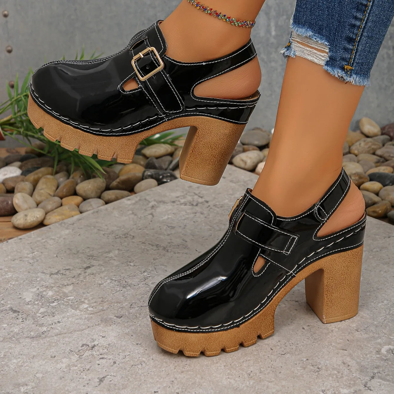 Super High Heels Sandals for Women Round Toe 2025 Summer Chunky Heel Comfortable Shoes Closed Toe Sophisticated Women's Shoes