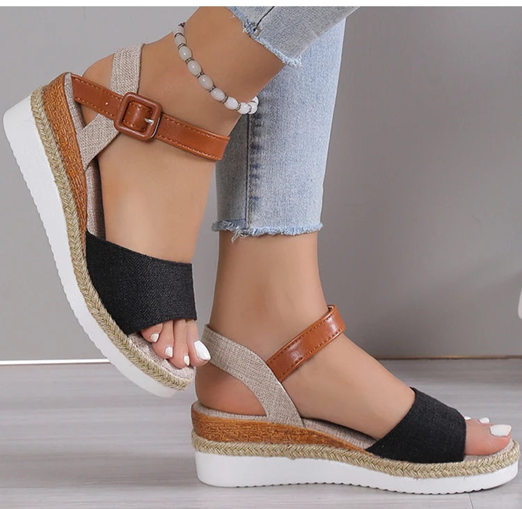 Fashion Shoes Women Sandals Wedge Shoes For Women Espadrilles Women's Sandals Non-Slip Retro Women Heels Female Footwear