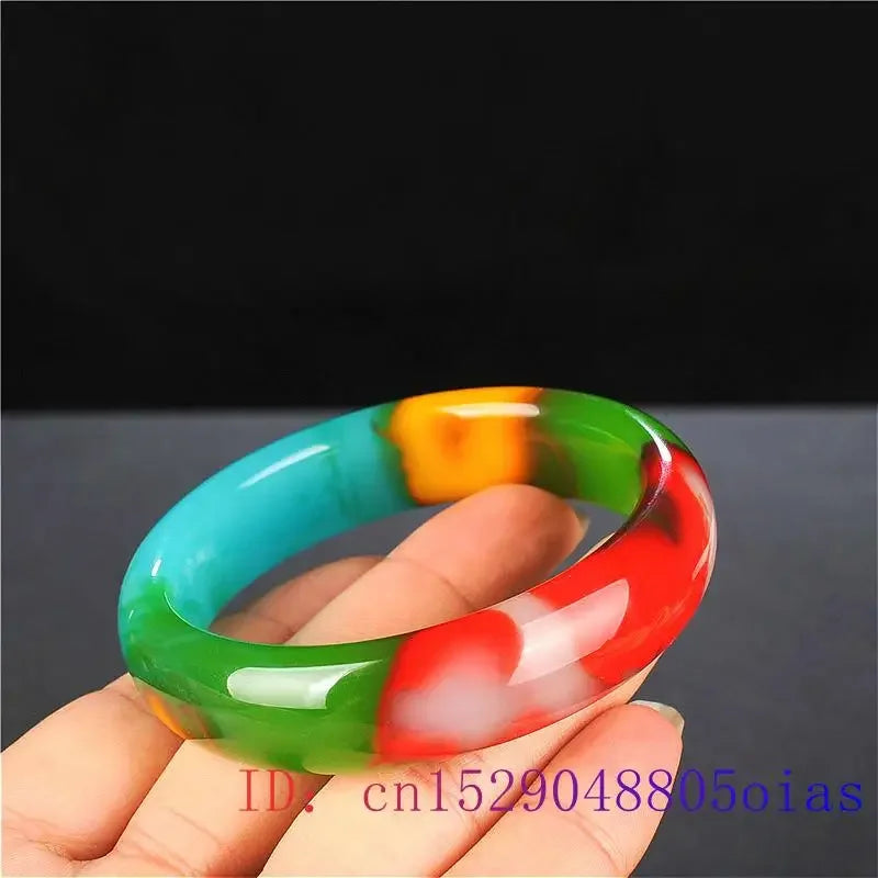 Color Jade Bangle Bracelet Genuine Natural Charm Jewellery Fashion Accessories Hand-Carved Amulet Gifts for Women Her Men