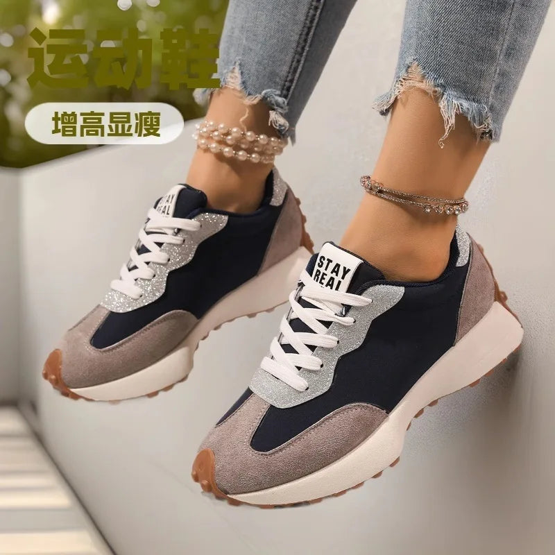 Women Sneakers Causal Walking Shoes Woman Autumn Fashion Lace Up Sports Platform Shoes Outdoor Non-slip Running Shoes