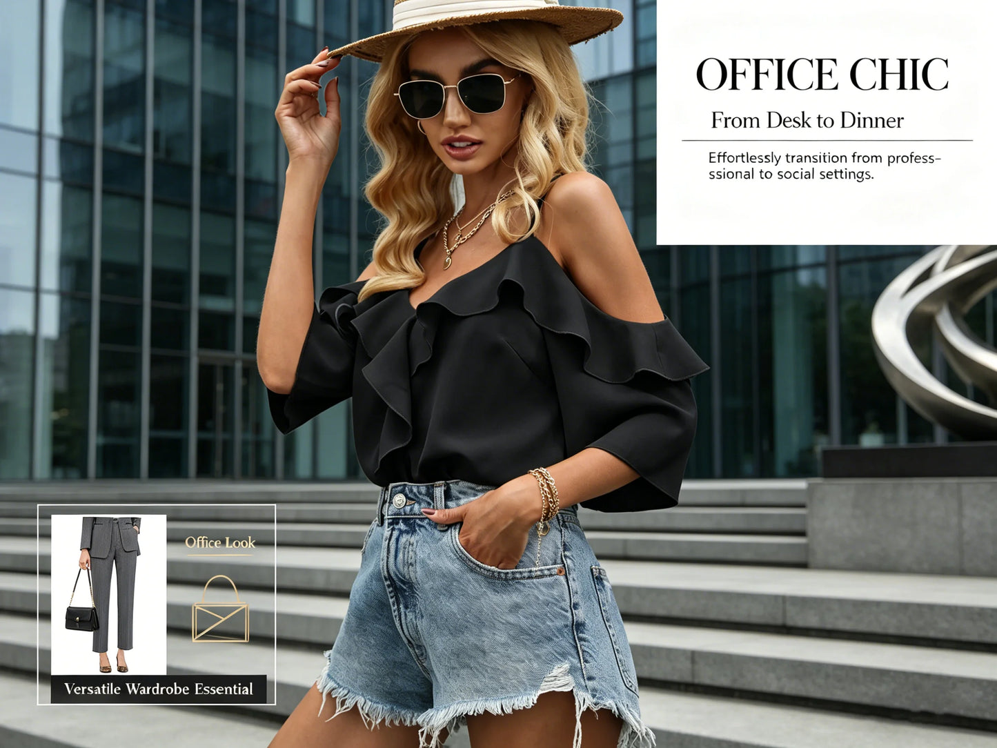 Womens Blouse Cold Shoulder Ruffle V Neck Strap Blouse Ruffle Shirt Loose Fit Casual Chic Apparel Tops Spring Summer Daily Shirt