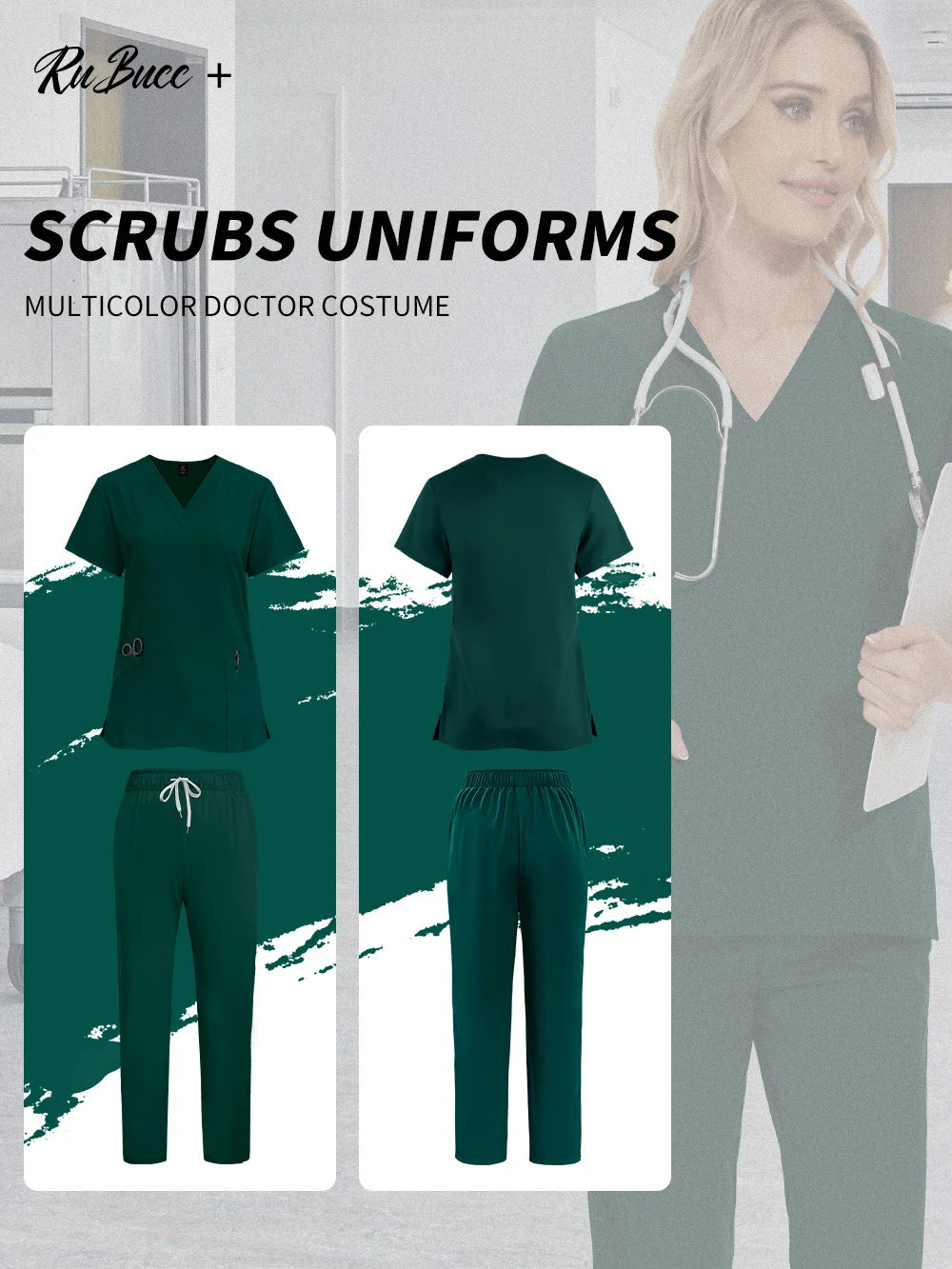 Scrubs Medical Unifroms Women Surgical Nursing Clothes V Neck Hospital Doctor Workwear Pet Clinic Veterinary Overalls Wholesale