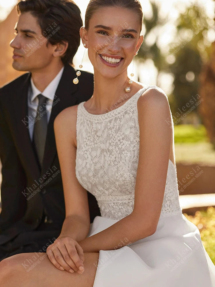 Elegant Wedding Dresses Charming Bridal Gowns Lace Appliques Sleeveless O Neck Glamorous Robes Vestidos De Novia Customized 2025