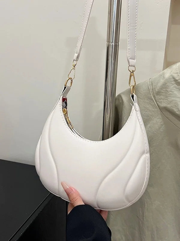 Women's French Handbag Shoulder Bag Textured Crossbody Bag Zipper Closure & Adjustable Strap Versatile for Work, Casual & Travel