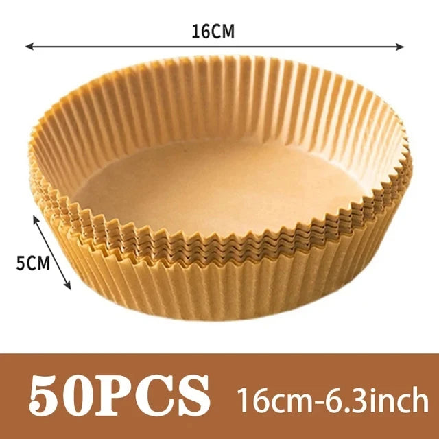 50pcs/set Air Fryer Papers Disposable Oil-proof Water-proof Liners Non-Stick Mats Baking Paper Trays Kitchen Cooking Accessories