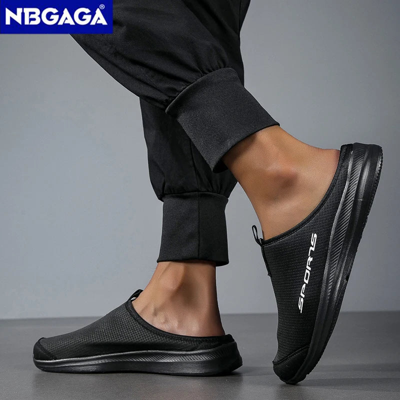 Men's Summer Slip-On Shoes Lightweight Casual Half Slippers for Women's Outdoor Soft Bottom Support Walking Shoes Size 36-46