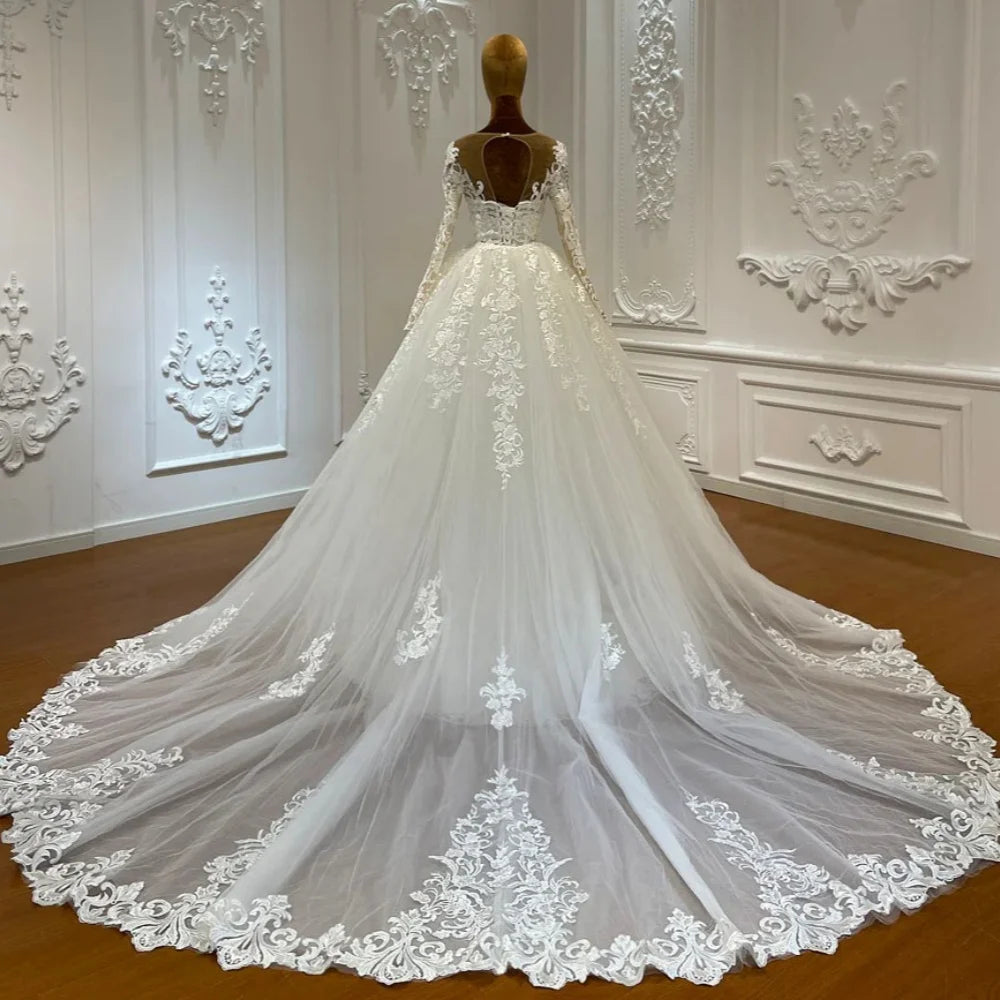 Wedding Dress Exquisite Customized Lace Mermaid Bride Dresses Long Sleeve Detachable Train Bridal Gowns Vestidos De Novia
