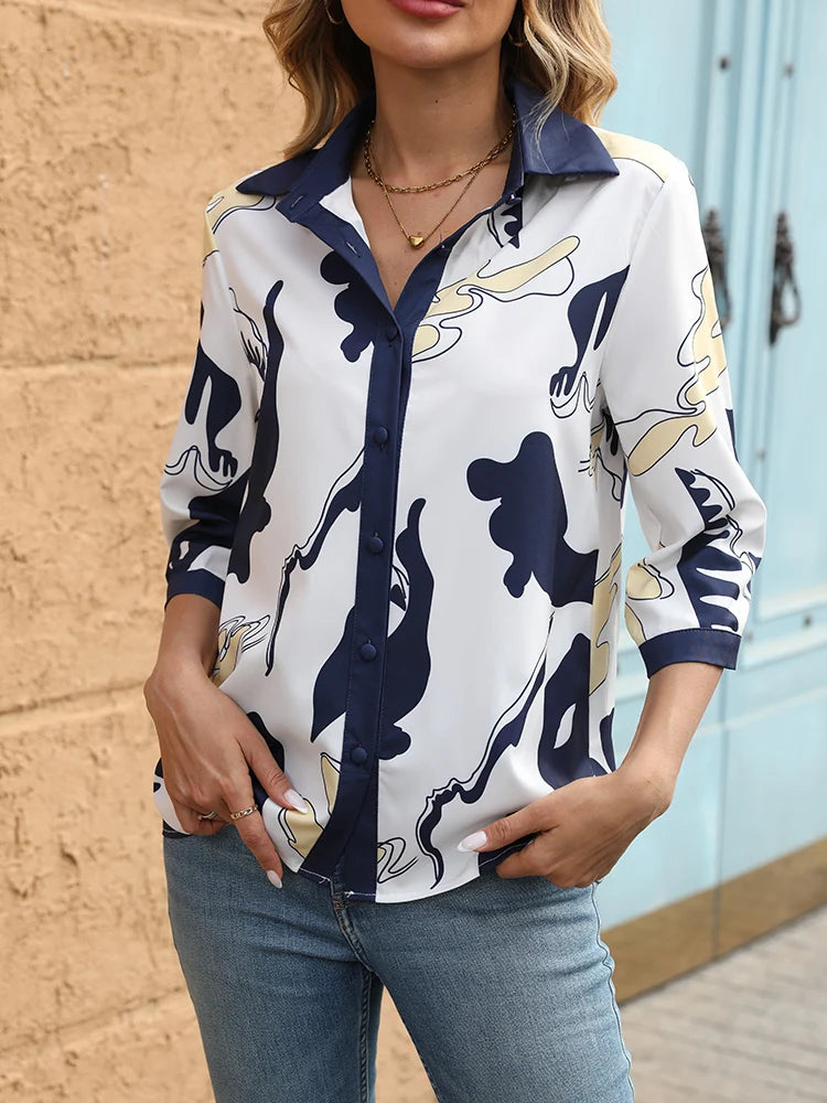 New Spring Women's Blouse for a Chic Look Fashion printed office ladies shirts tops blusa mujer