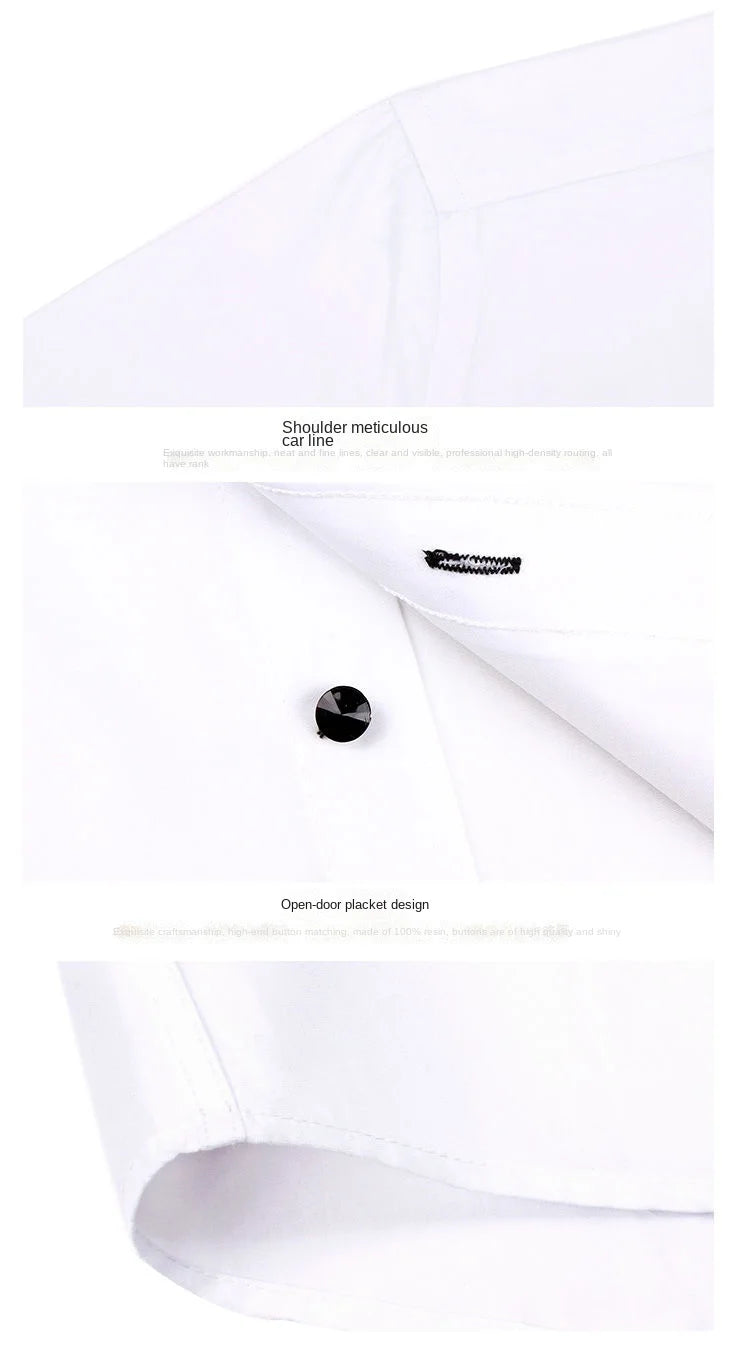 Men's Dress Shirt Button-down Collared Long Sleeve Formal Business Casual Shirt Korean Fashion Slim Fit Designer Shirts White
