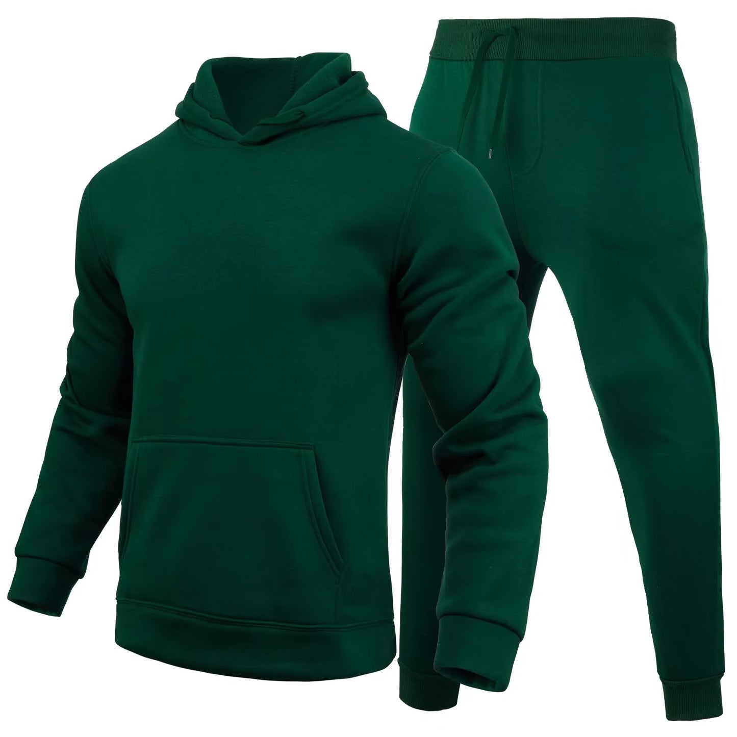 New Men Women Tracksuit Hoodies Casual Solid Color Thick Pullover and Long Pant 2-piece Set Men Autumn Fleece Jogger Sports Suit