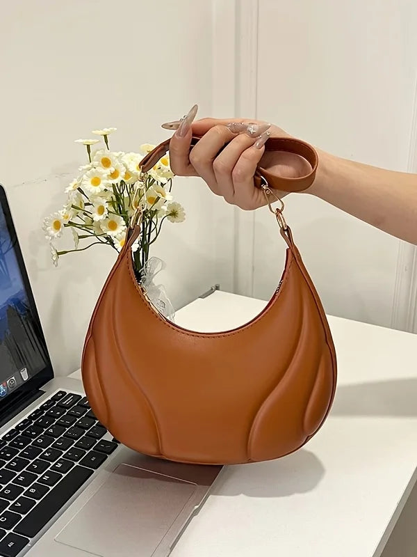 Women's French Handbag Shoulder Bag Textured Crossbody Bag Zipper Closure & Adjustable Strap Versatile for Work, Casual & Travel