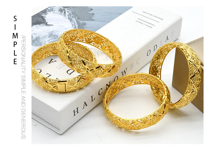 ANIID Dubai 24K Gold Plated Jewelry Bangle Wedding Party Gifts Arabic Women Braclets Indian Bangle Charm Bracelets Wholesale