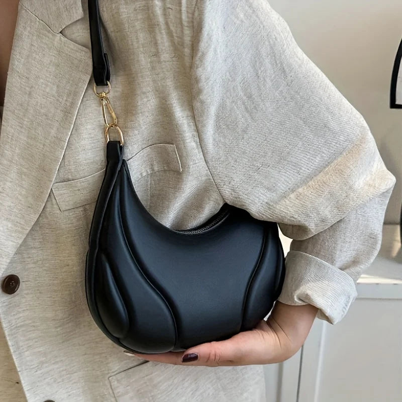 Women's French Handbag Shoulder Bag Textured Crossbody Bag Zipper Closure & Adjustable Strap Versatile for Work, Casual & Travel