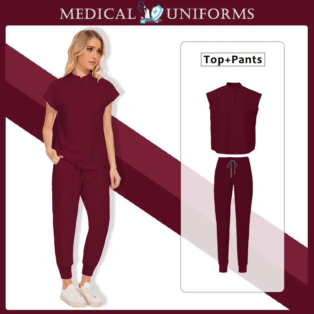 Scrubs Clinical Uniforms Woman Hospital Work Clothes Dental Clinical Workwear Joggers Pants Suit Medical 2 Piece Set Beauty Wear