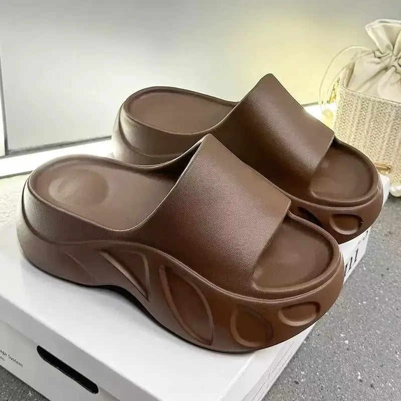 2025 New Women Sandals Women Slippers Black Wedge Platform Open Toe Women Orthopedics Thick Bottom Beach High Heels Slides