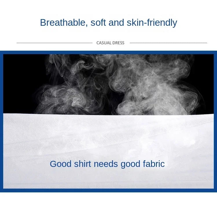 Men's Cotton Shirt Formal Business Collar Dress Shirts Long sleeve Spring Autumn Casual Wear Slim Fit Social Black Blue White