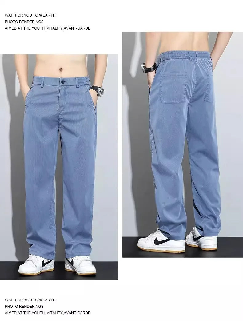 Tensi Casual Jeans Men's 2025 New Loose Straight Long Pants Summer Thin Sports