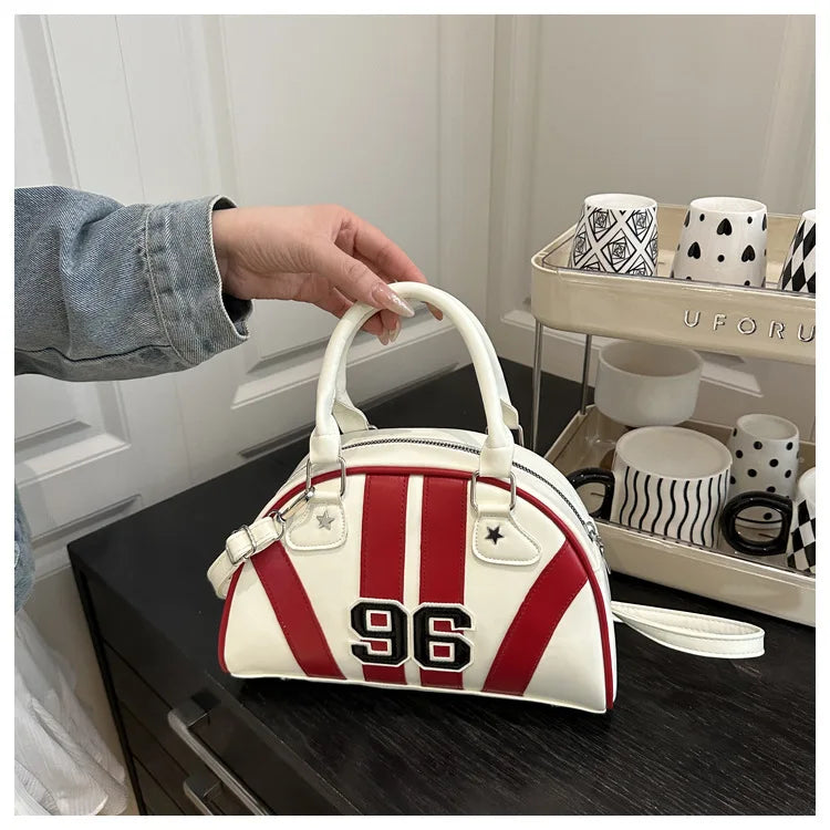 Striped Handbag Women Shoulder Bag, Chic Half Moon Armpit Bag, Stylish Tote Crossbody Bag for Women‘s Daily Work Party Travel