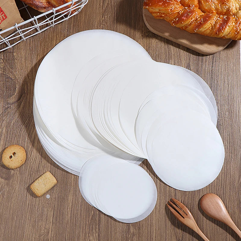 50Pcs Circle Parchment Paper Baking Oiled Paper  Multifunction Liner BBQ Oven Patty Hamburger Paper Steamer Liners Baking Tool
