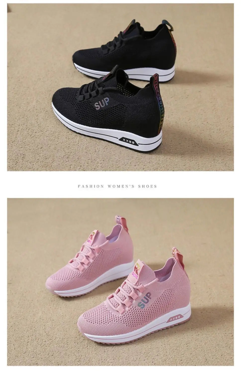 2025 Women's Wedges Shoes Platform Shoe Spring Breathable Casual Shoes Woman Fashion Sneakers Height Increasing Vulcanize Shoes