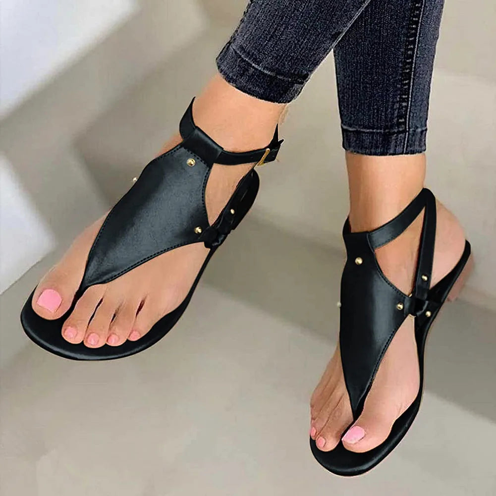 Women's Sandals Simple Clip Toe Flat Shoes Herringbone Shoes Outdoor Sandals