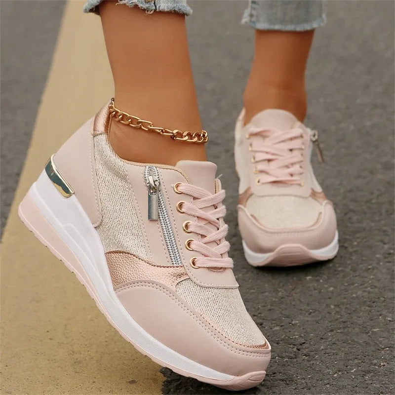 New Women's Wear-resistant Wedge Sneakers Lightweight Female Shoes Womens Vulcanized Shoes Breathable Shoes