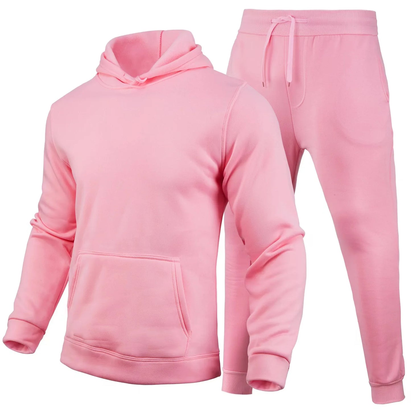 New Men Women Tracksuit Hoodies Casual Solid Color Thick Pullover and Long Pant 2-piece Set Men Autumn Fleece Jogger Sports Suit