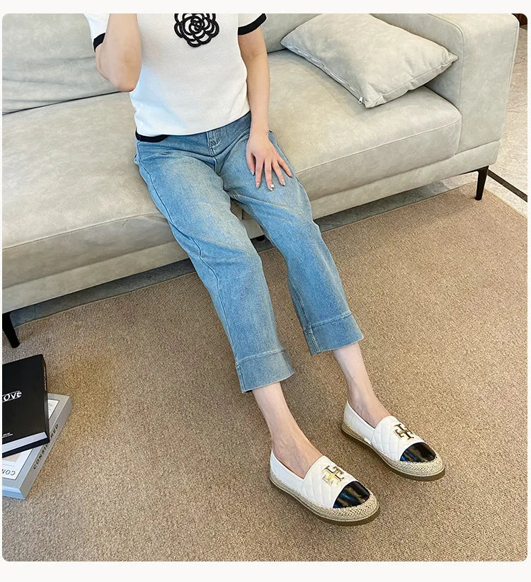 New Shoes for Women Leather Flat Boat Shoes Designer Fisherman Shoes Girl Fashion Slip-on Loafers