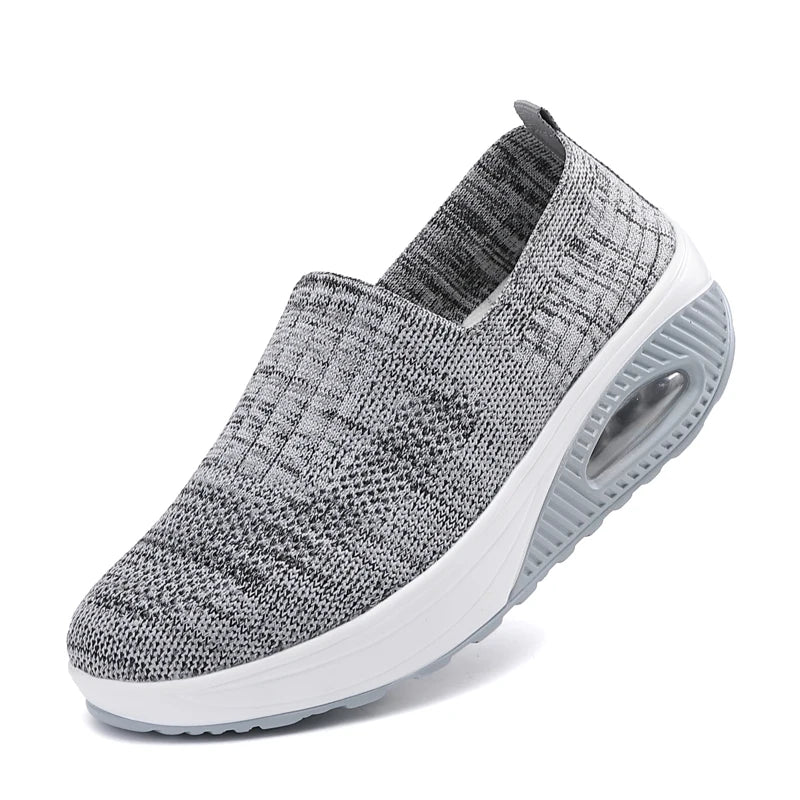 Women Walking Shoes Air Cushion Non Slip Orthopedic Shoes Ladies Platform Mules Breathable Wedge Female Sneakers