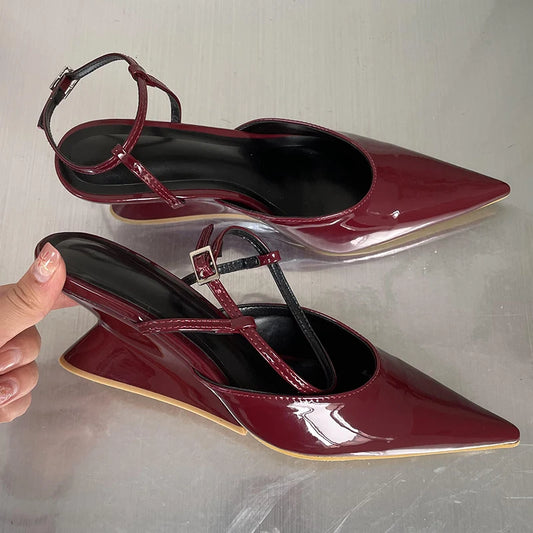 Fashion Wedges Shoes For Women Pointed Toe Female Footwear New 2026 Casual Ladies High Heels Sandals Slingbacks Heel Pumps