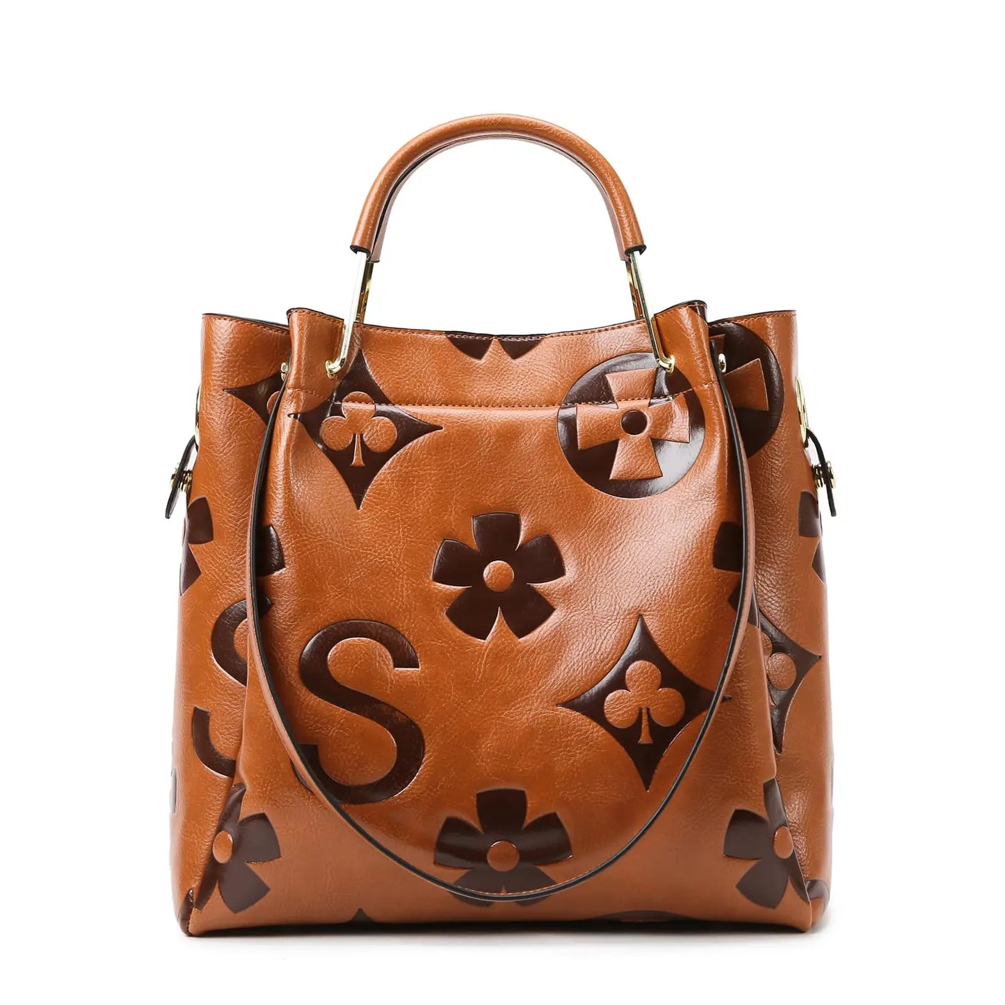 Women's Top-handle Handbags Large Shoulder Bag Embossed Leather Top Handle Handbag Set Ladies Bucket Hobo Tote For Work Travel