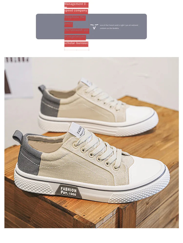 Mens Breathable Canvas Skate Shoes Soft Sole Casual Sneakers Trendy Versatile Lightweight Non-Slip Slip-On Sports Footwear 37-48