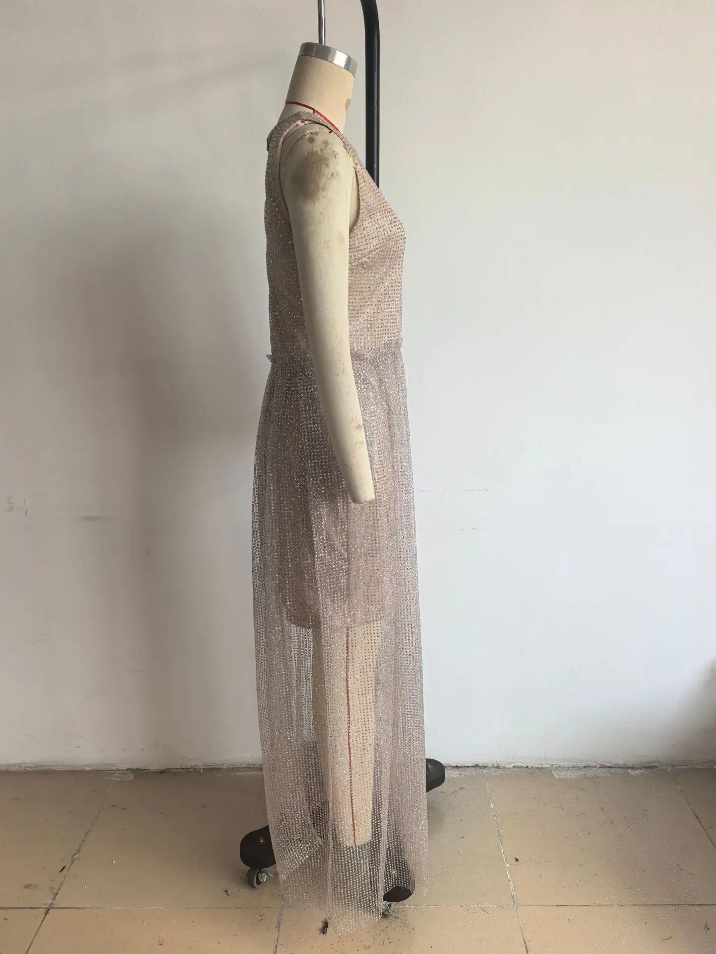 Women's Sequined Evening Gown Sexy Slit Dress Party Party Officially High-end Sleeveless Summer Wedding Dresses Plavky Birthday