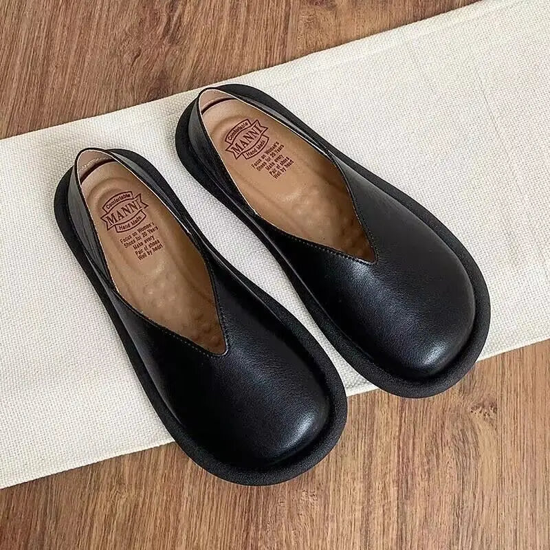 2025New Women's Shoes Fashion Leather Casual Shoe Summer Single Shoes for Women Comfortable Flats Luxury Designer Slip-On Loafes