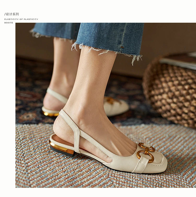 Fashion Women Sandals Elegant Casual Shoes for Woman 2022 Slip On Ladies Flats Office Party Square Heels Sandals Zapatos Mujer