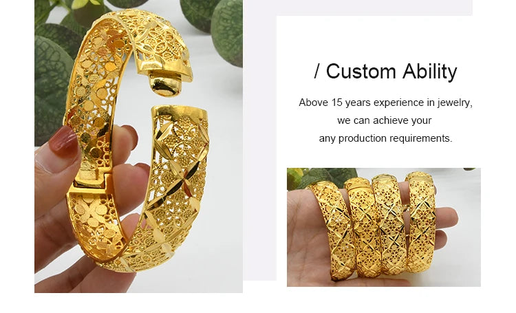 ANIID Dubai 24K Gold Plated Jewelry Bangle Wedding Party Gifts Arabic Women Braclets Indian Bangle Charm Bracelets Wholesale