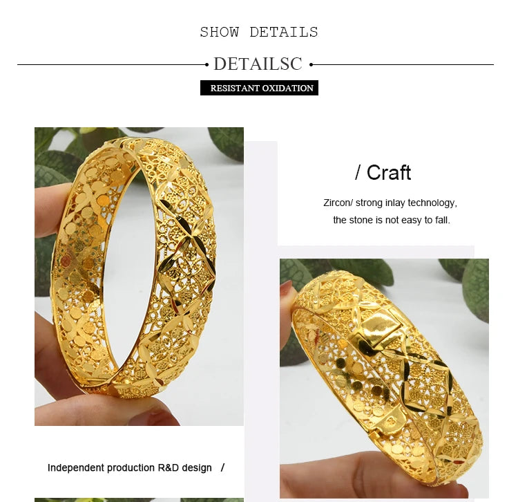 ANIID Dubai 24K Gold Plated Jewelry Bangle Wedding Party Gifts Arabic Women Braclets Indian Bangle Charm Bracelets Wholesale