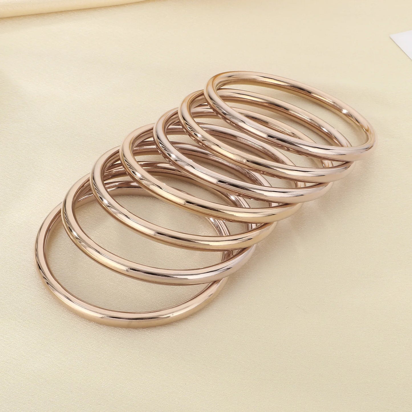 7/PCS Simple Spherical Surface Stainless Steel Bangle For Women Men Wedding Party Bracelet Famale Trendy Jewelry Christmas Gifts