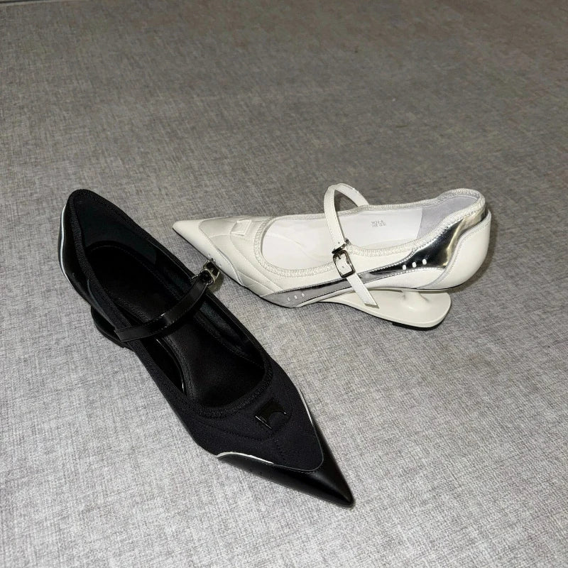 Women Shoes Special Heel High Heels Buckle Plus Size White Casual Shoes Shallow Women Mary Jane Shoes Designer Pointed Toe Pumps