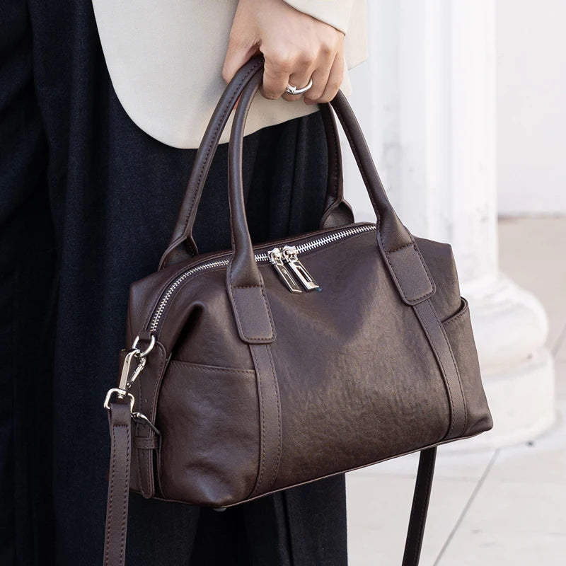 2026 New Women's Fashion Genuine Leather Handbag Female Large Capaci Luxury Designer Boston Totes Bag Shoulder Crossbody Bag