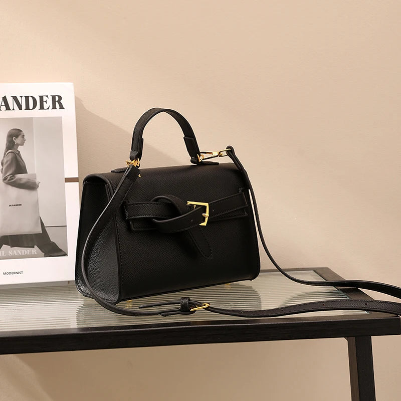 Classic Black Handbag Brand Bag Women Solid Small Pu Leather Crossbody Bag With Short Handle High End Sac A Main Designer Bosas