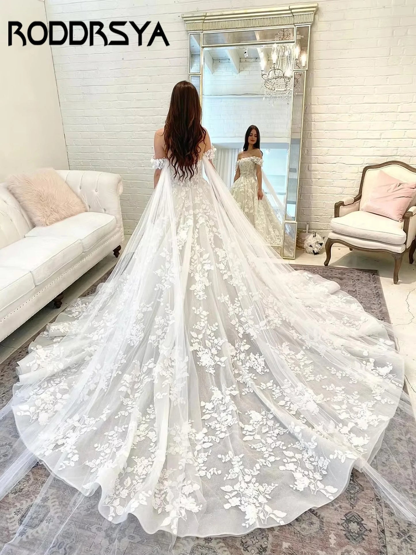 RODDRSYA Princess Boho Wedding Dress For Women Off the Shoulder Sweetheart Lace Appliques Bridal Gown Ball Gown 2025 Customized