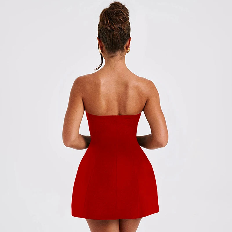 Sexy Women's A-Line Dresses Summer New Solid Sexy Sleeveless Off Shoulder Bodycon Dresses Fashion Elegant Club Party Lady Dress